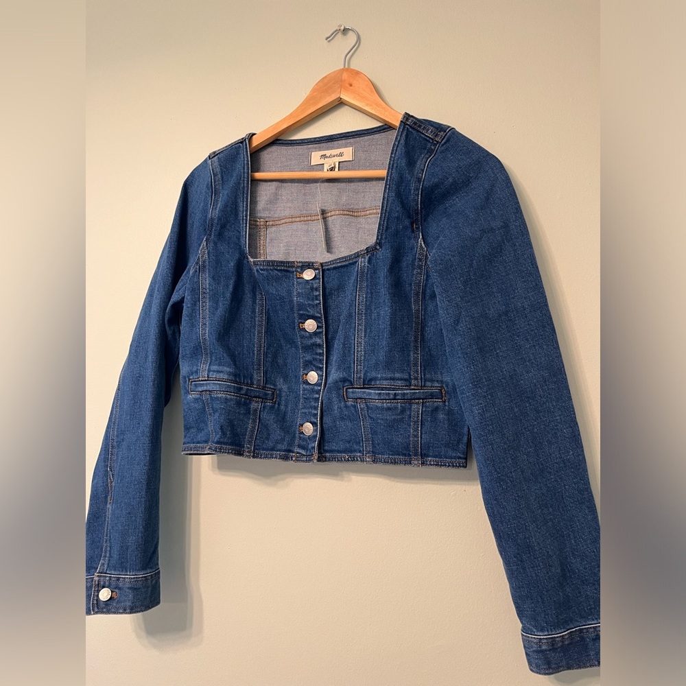 NWT Amazing Madewell cropped denim long sleeve top size 10